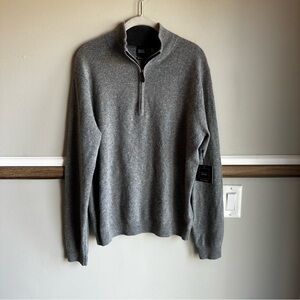Saks Fifth Ave Gray 100% Cashmere 1/4 Zip Pullover Sweater​​